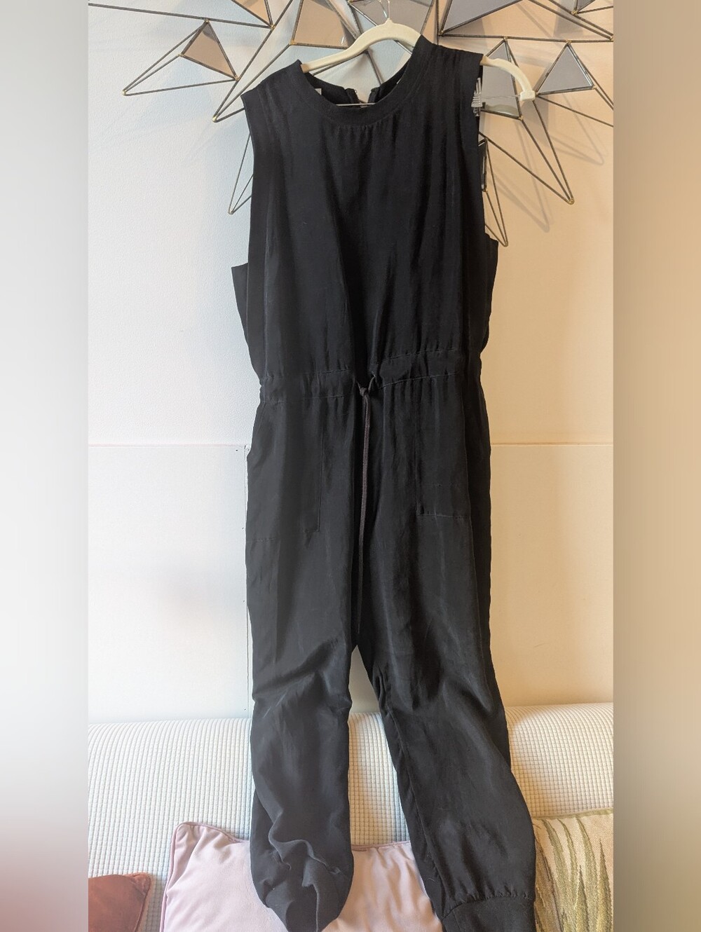 Alice + Olivia Black Sleeveless Jumpsuit with Pockets And Drawstring Waist